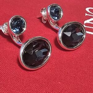 Uno DE 50 Sterling silver-plated earrings with multiposition aura BLue Crystals